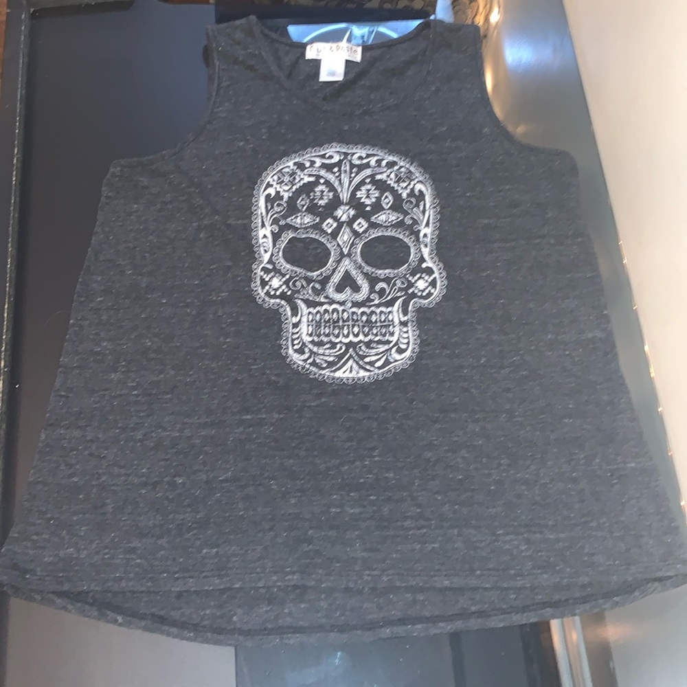 Candy Skull Gray Tank 0X